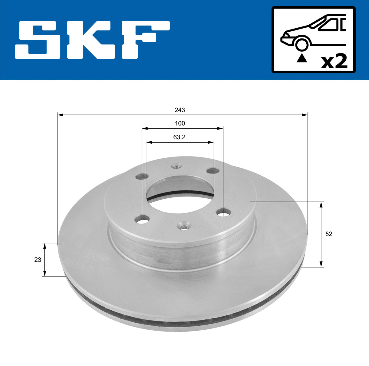 SKF Bremseskive vkbd80485v2 241mm 19mm for HYUNDAI