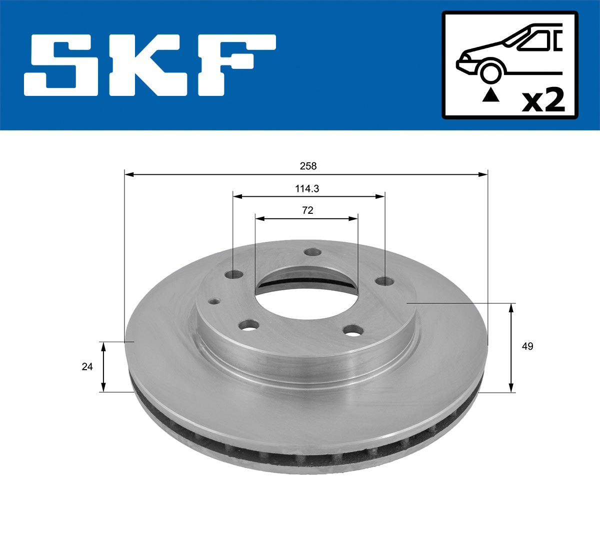 SKF Bremseskive vkbd80518v2 258mm 24mm