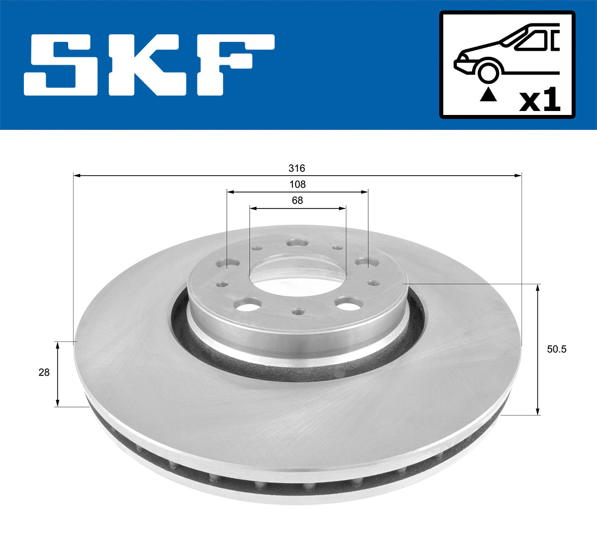 SKF Bremseskive vkbd80522v1 316mm 28mm for VOLVO