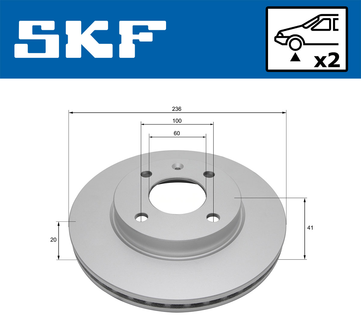 SKF Bremseskive vkbd80519v2 236mm 20mm for VAUXHALL OPEL