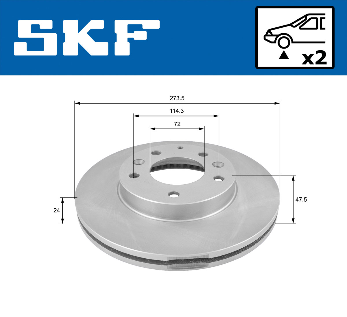 SKF Bremseskive vkbd80527v2 274mm 24mm