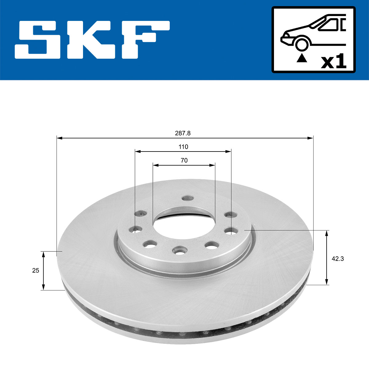 SKF Bremseskive vkbd80549v1 288mm 25mm for GENERAL MOTORS CHEVROLET SAAB VAUXHALL OPEL LOTUS