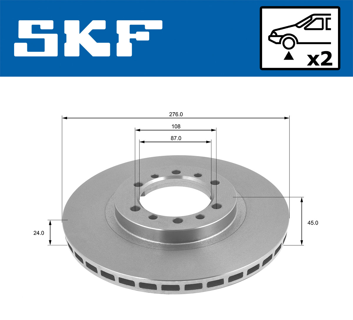 SKF Bremseskive vkbd80550v2 277mm 24mm for MITSUBISHI