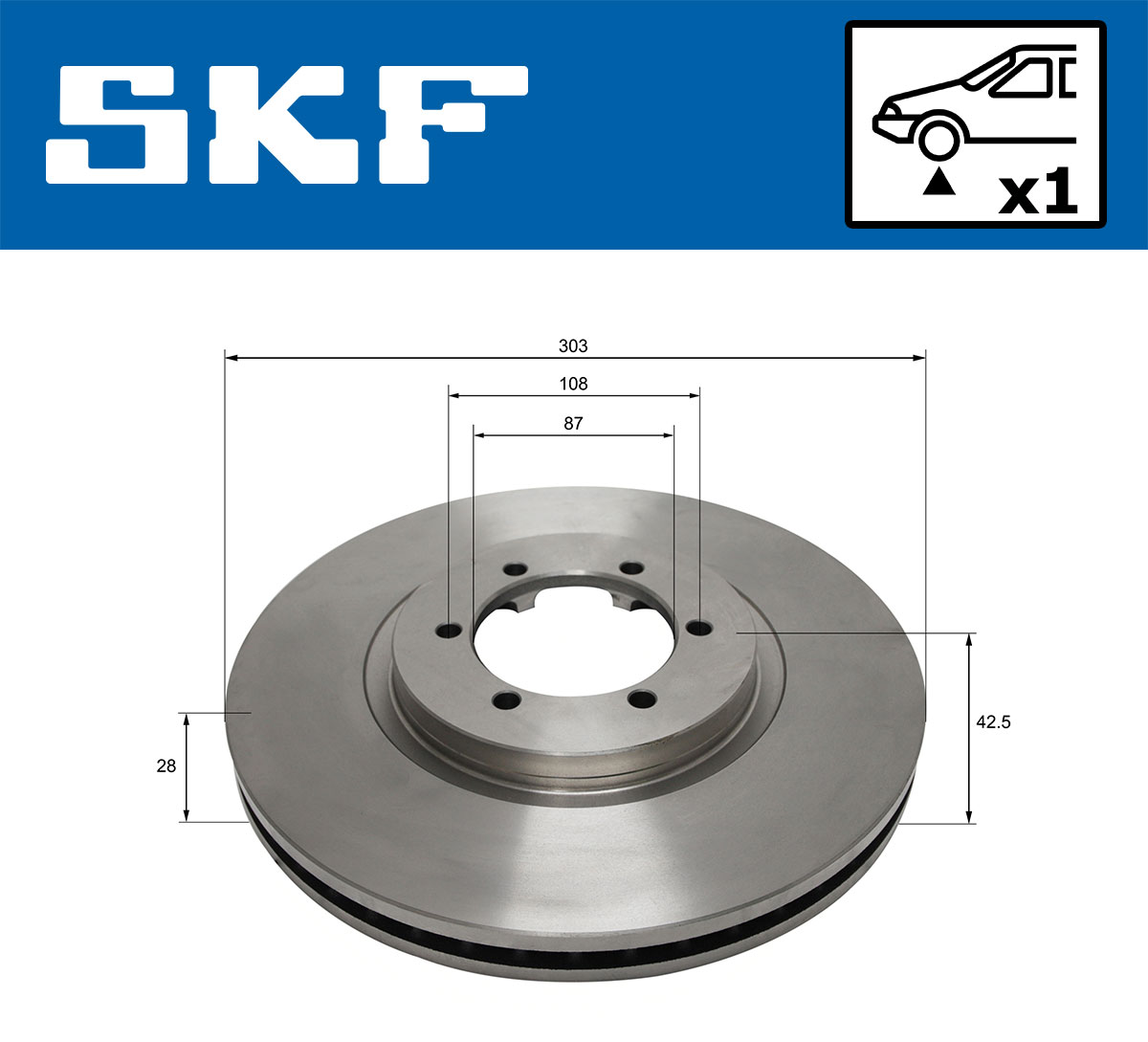 SKF Bremseskive vkbd80597v1 304mm 28mm for HYUNDAI