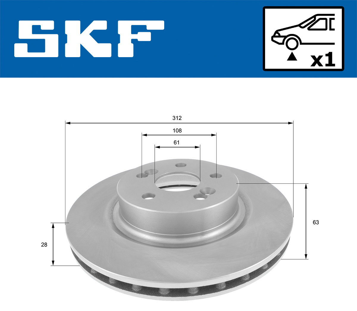 SKF Bremseskive vkbd80607v1 312mm 28mm for RENAULT