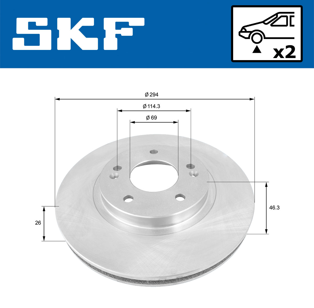 SKF Bremseskive vkbd80576v2 294mm 26mm for HYUNDAI