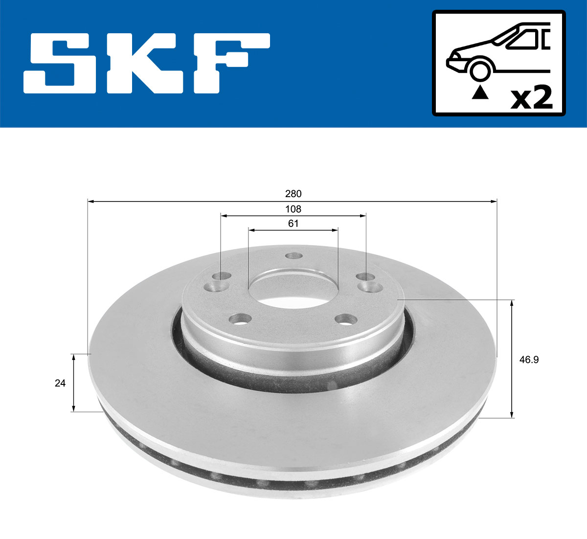 SKF Bremseskive vkbd80679v2 280mm 24mm for RENAULT
