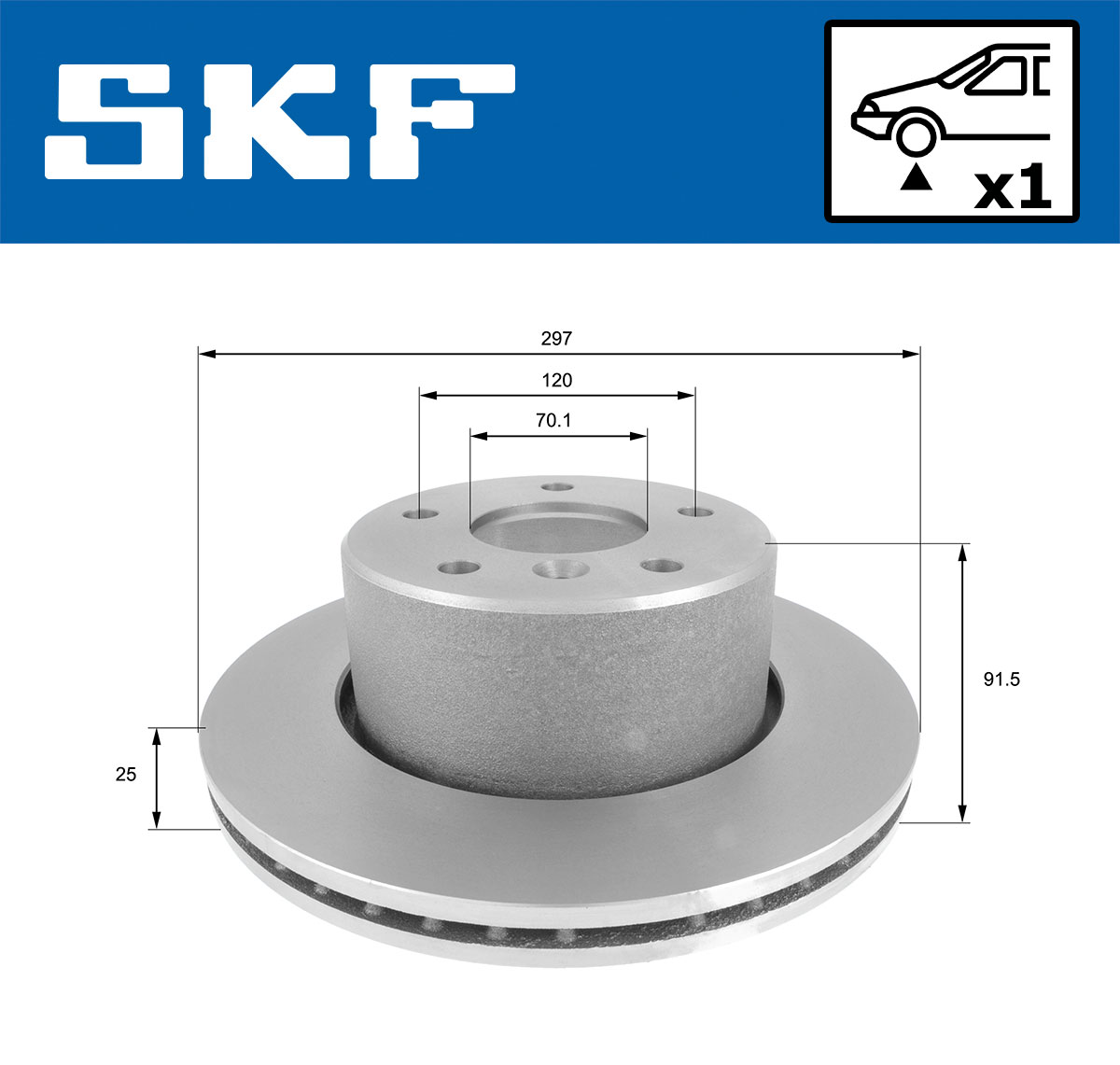 SKF Bremseskive vkbd80646v1 297mm 25mm for LAND ROVER
