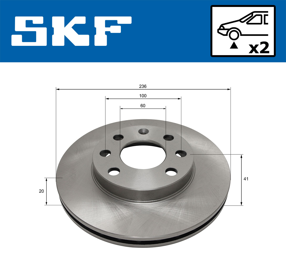 SKF Bremseskive vkbd80717v2 236mm 20mm for VAUXHALL OPEL CHEVROLET DAEWOO