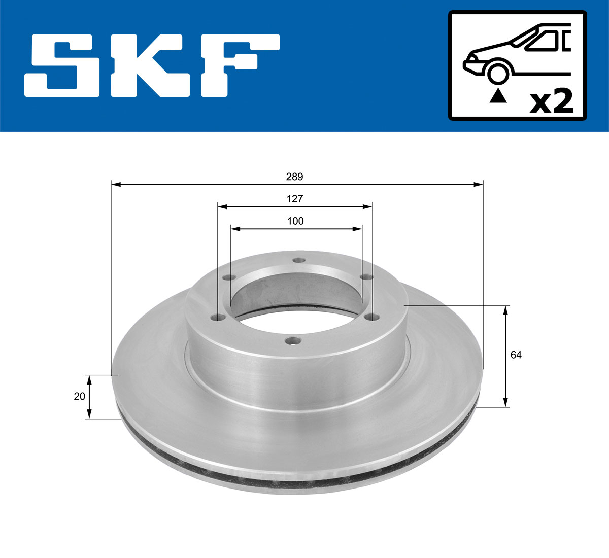 SKF Bremseskive vkbd80718v2 289mm 20mm for TOYOTA VW
