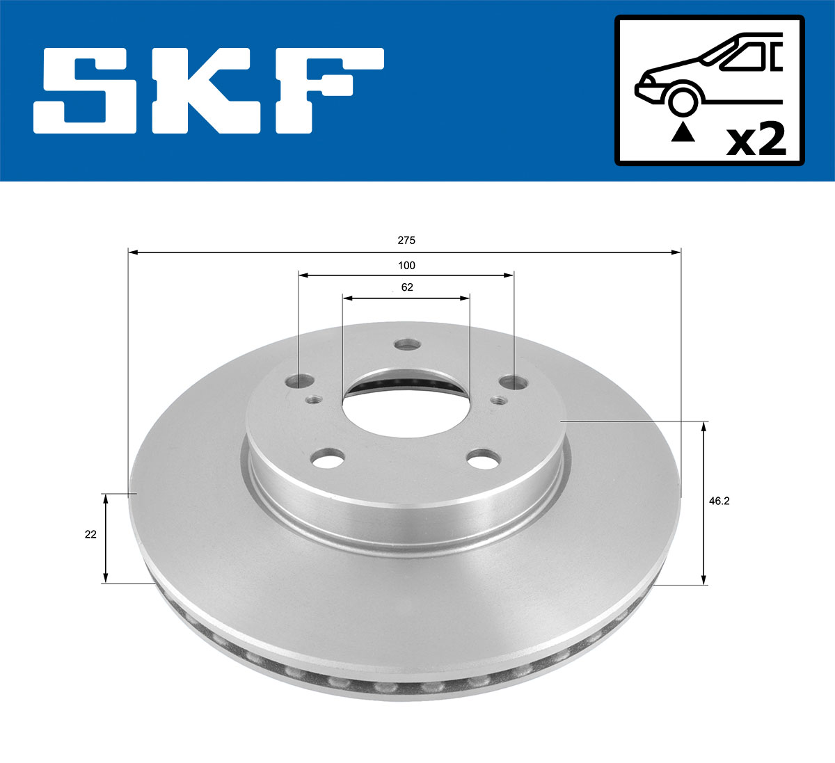 SKF Bremseskive vkbd80694v2 275mm 22mm for TOYOTA