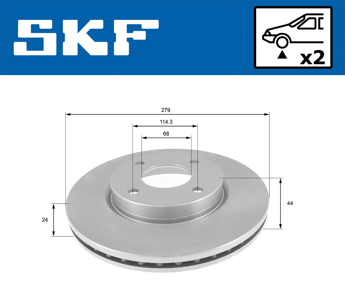 SKF Bremseskive vkbd80734v2 280mm 24mm for NISSAN
