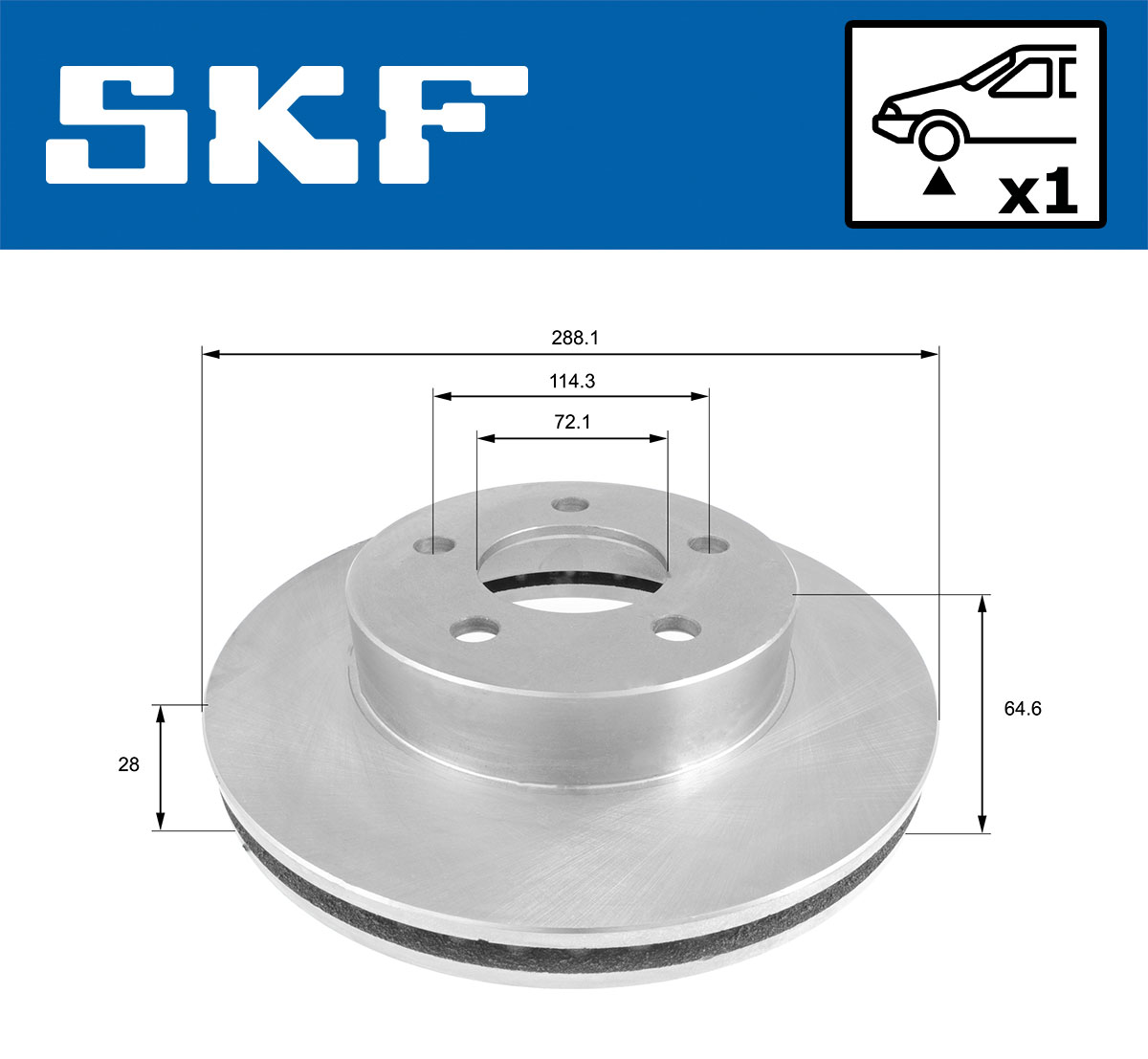 SKF Bremseskive vkbd80737v1 288mm 28mm for JEEP