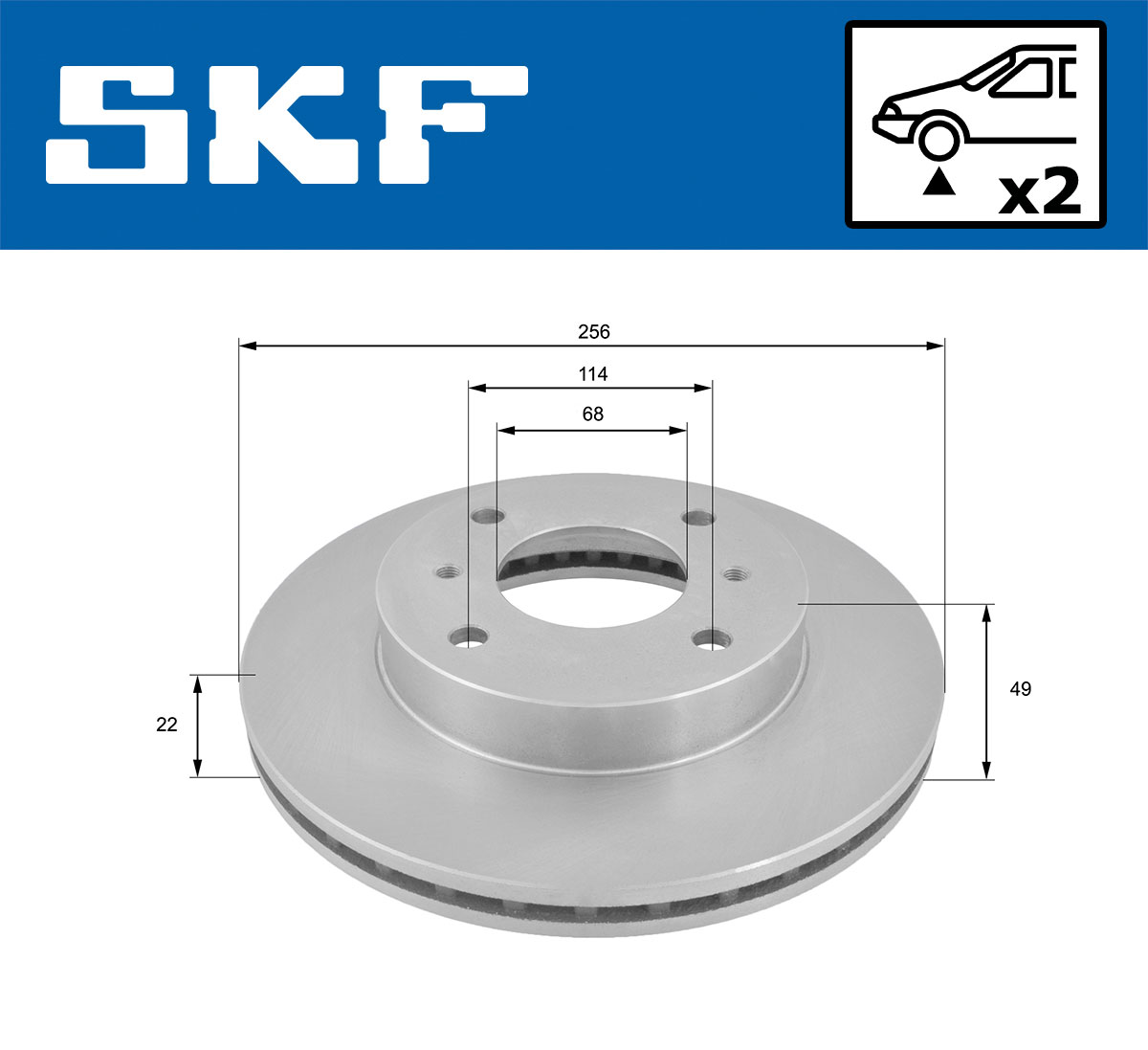 SKF Bremseskive vkbd80828v2 257mm 22mm for NISSAN INFINITI