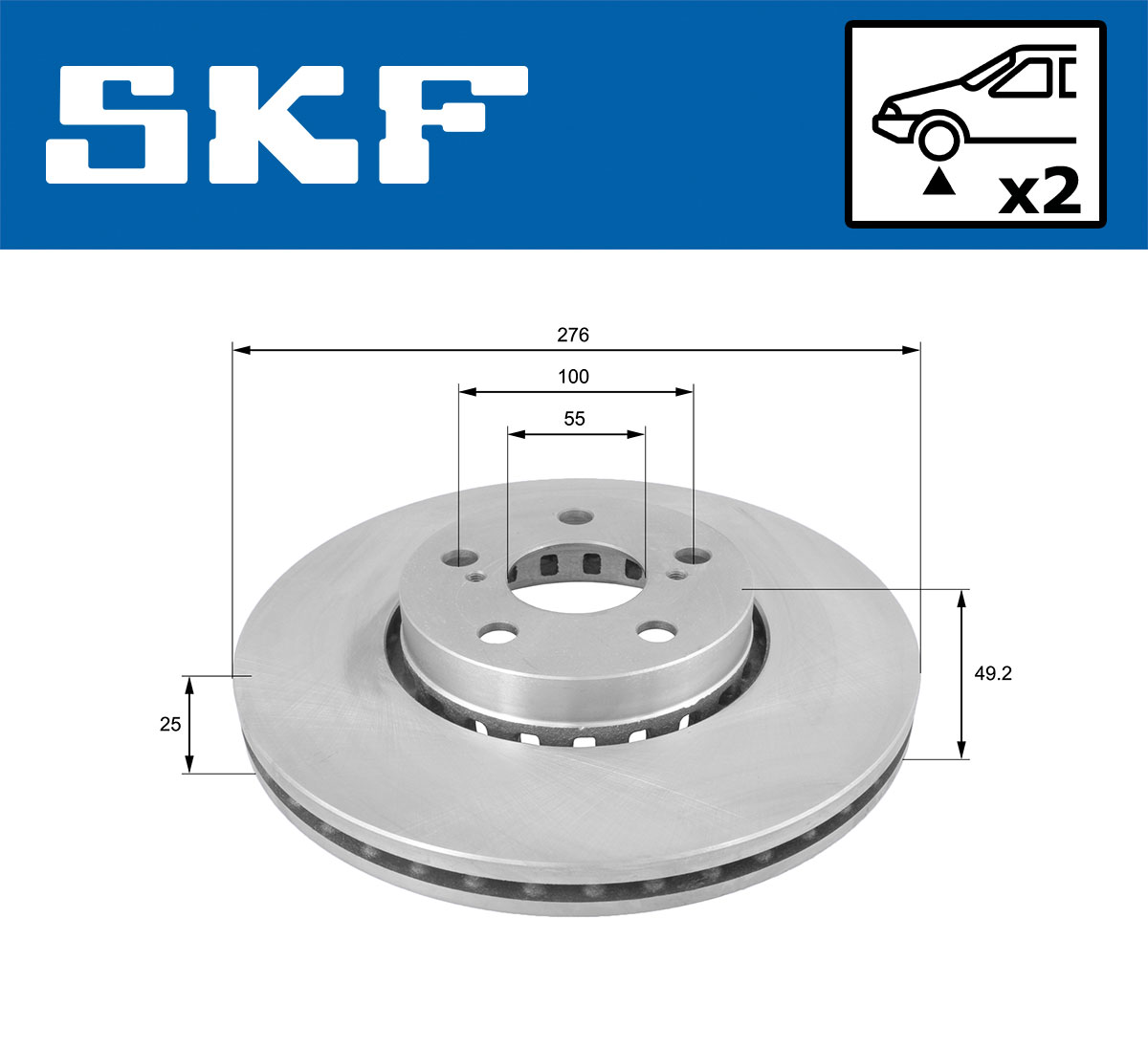 SKF Bremseskive vkbd80853v2 276mm 25mm for TOYOTA