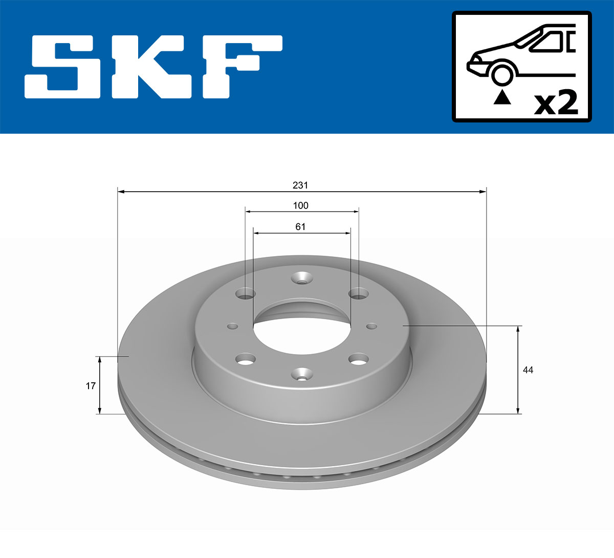 SKF Bremseskive vkbd80878v2 231mm 17mm for HONDA ACURA ROVER