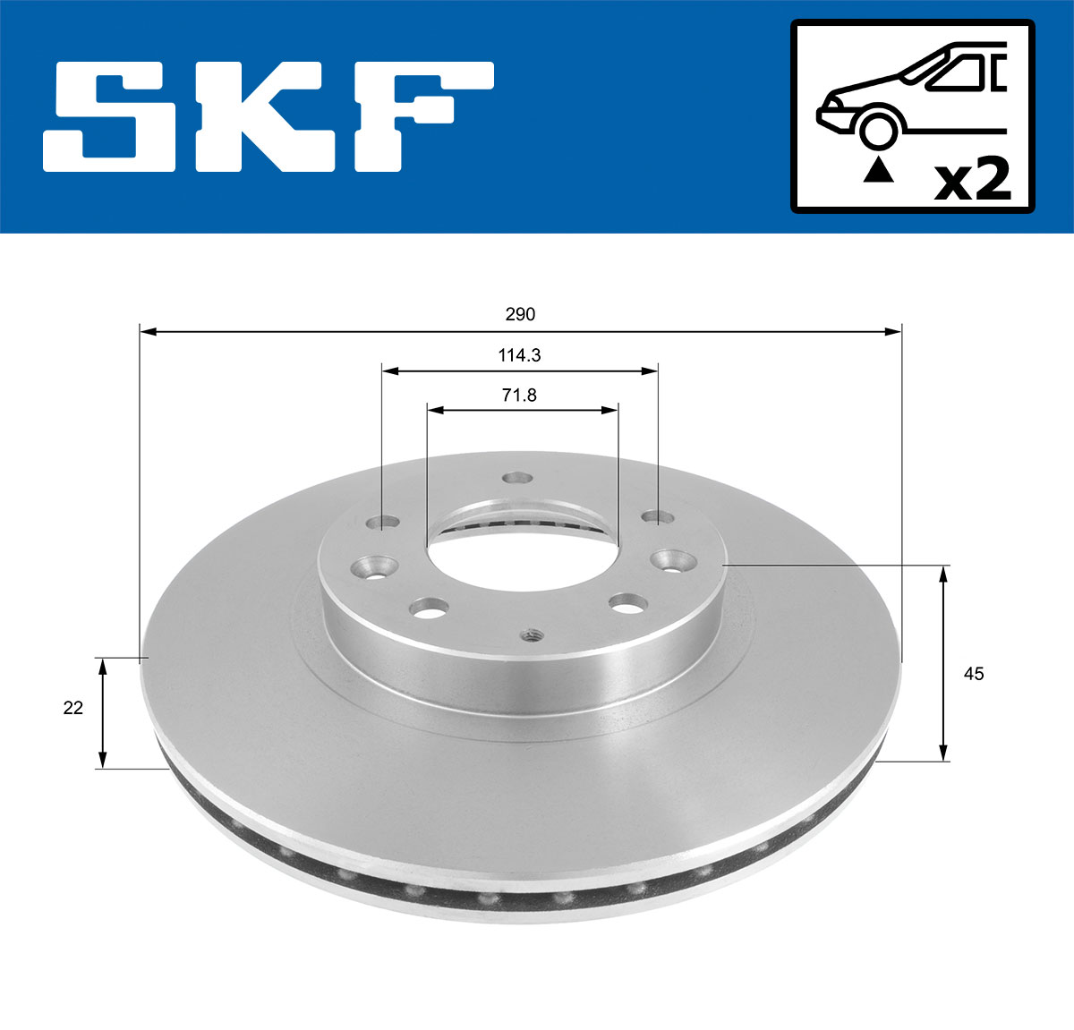 SKF Bremseskive vkbd80807v2 290mm 22mm