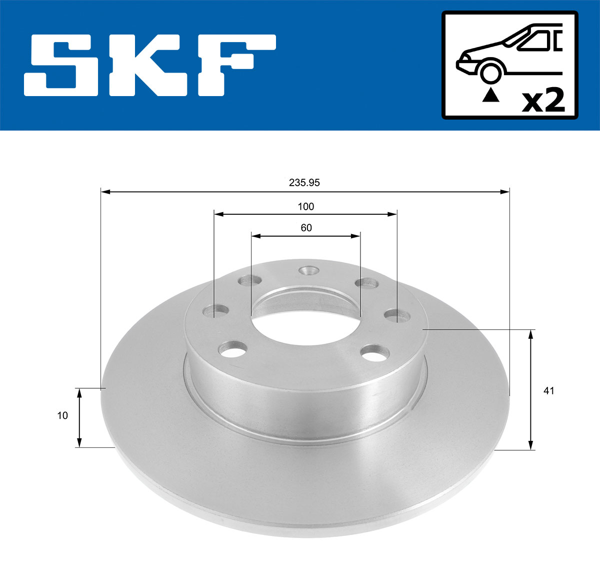 SKF Bremseskive vkbd80941s2 236mm 10mm for OPEL VAUXHALL