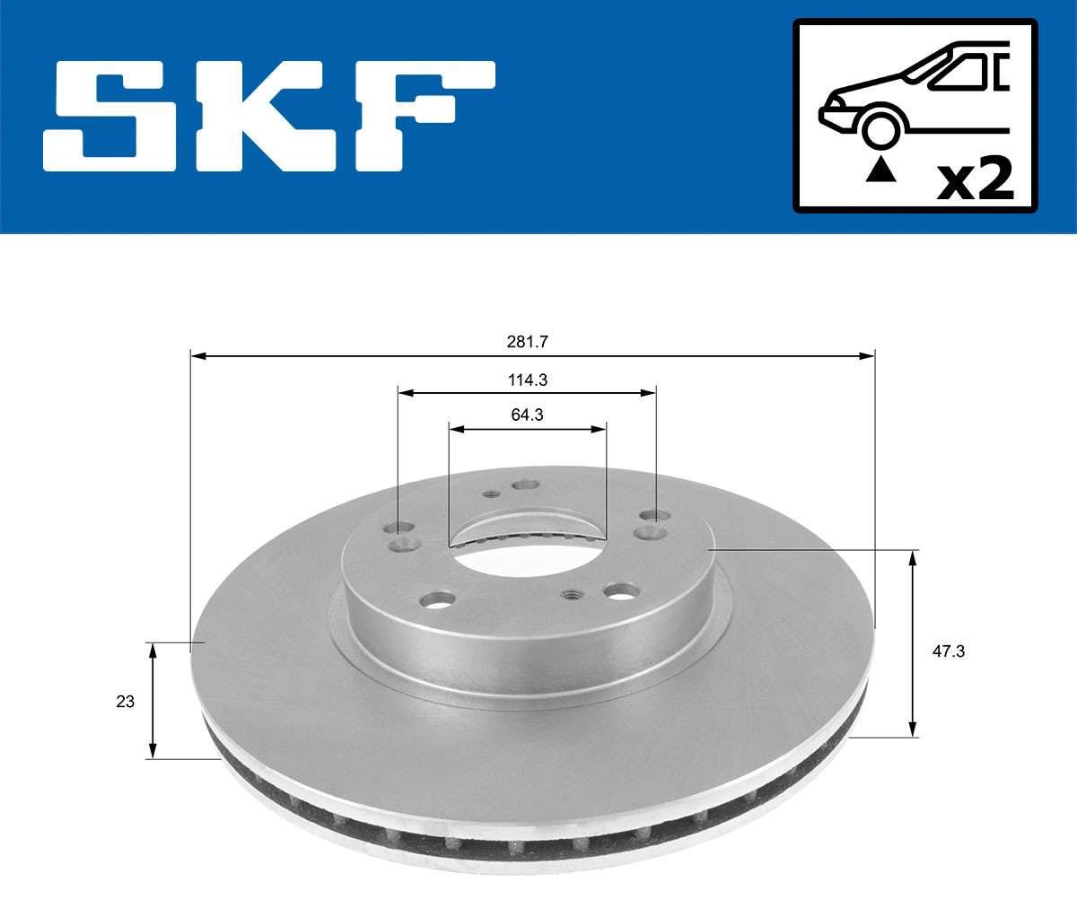 SKF Bremseskive vkbd81302v2 282mm 23mm for HONDA