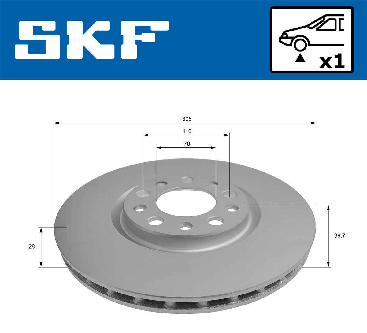 SKF Bremseskive vkbd81301v1 305mm 28mm for ALFA ROMEO FIAT JEEP CHRYSLER