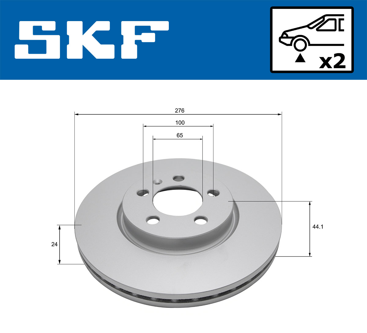 SKF Bremseskive vkbd81322v2 276mm 24mm for SEAT VW