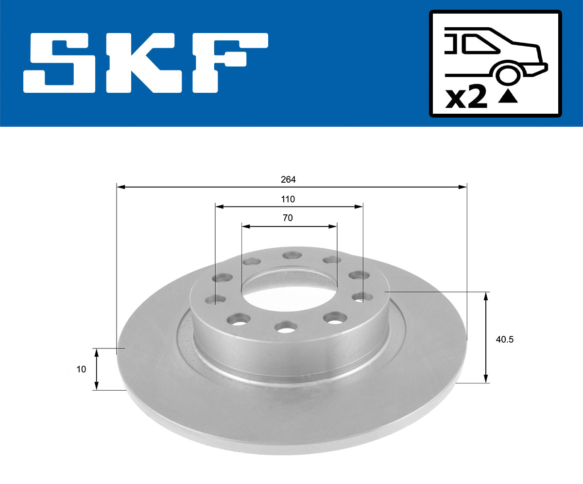 SKF Bremseskive vkbd90359s2 264mm 10mm for ALFA ROMEO DODGE