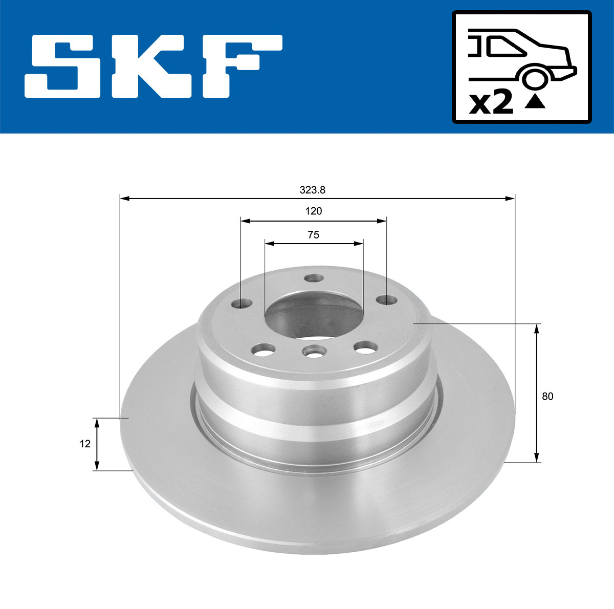 SKF Bremseskive vkbd90362s2 324mm 12mm for BMW