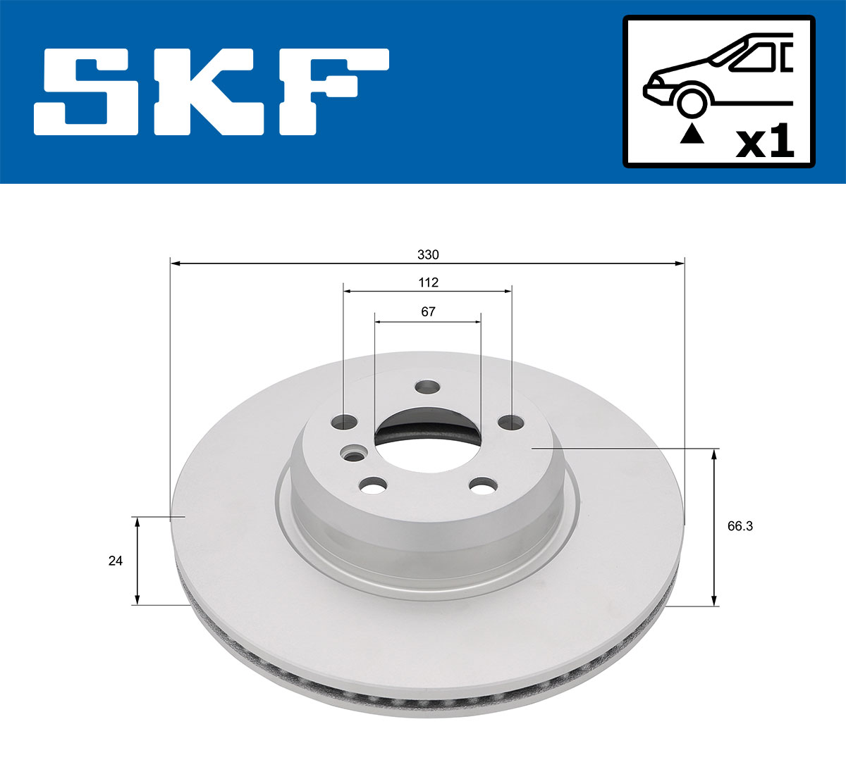 SKF Bremseskive vkbd81348v1 330mm 24mm for BMW