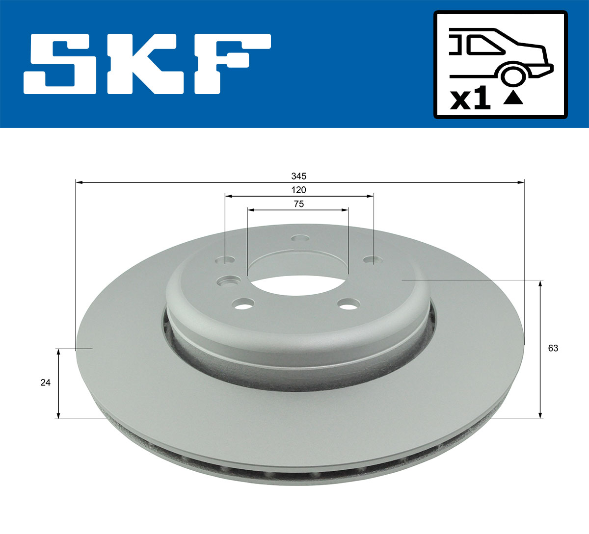 SKF Bremseskive vkbd90336v1 345mm 24mm for BMW