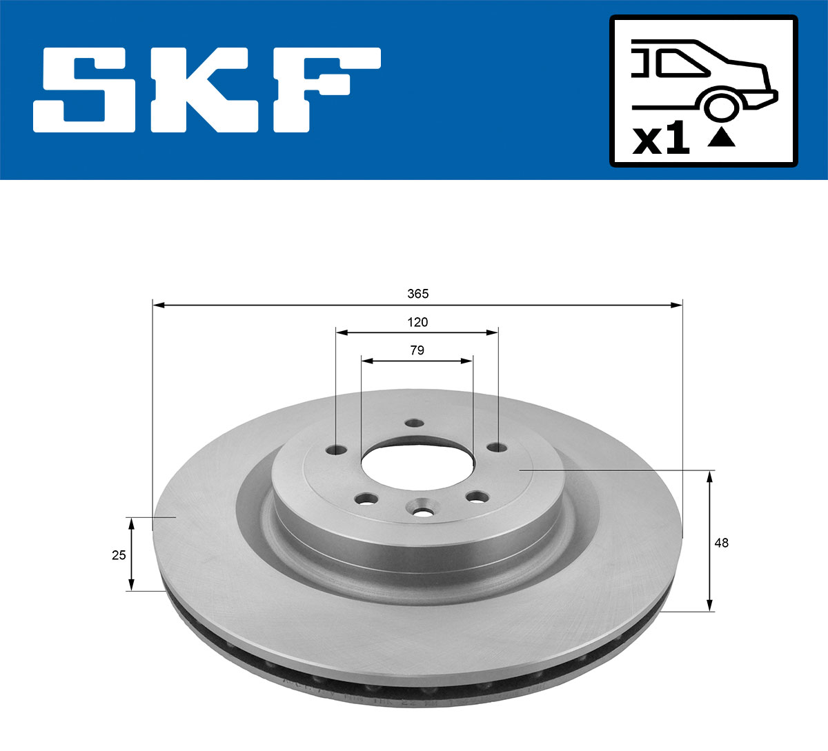 SKF Bremseskive vkbd90398v1 365mm 25mm for LAND ROVER