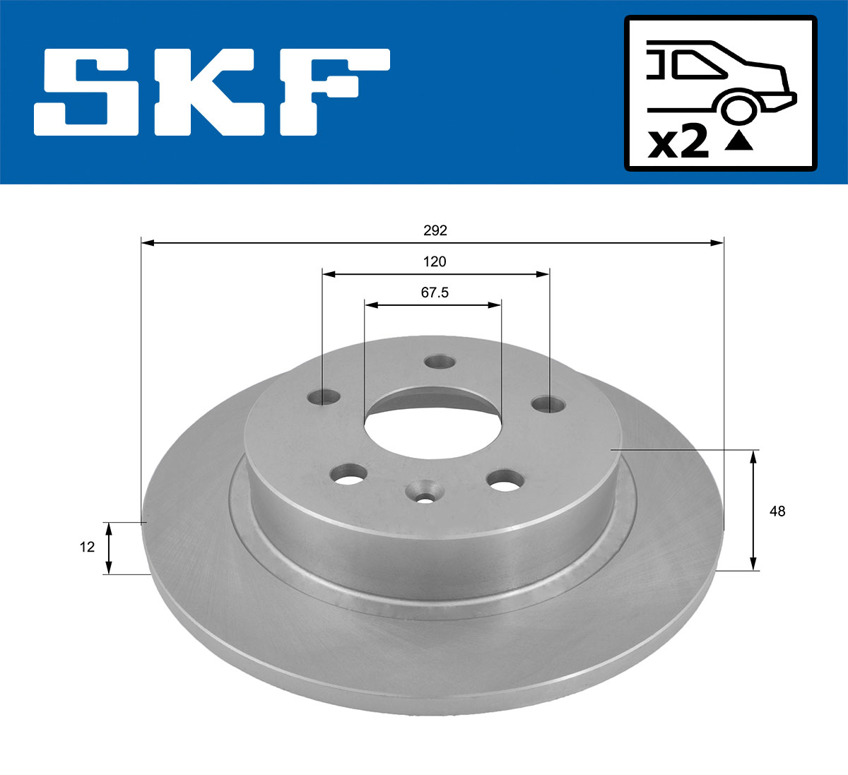 SKF Bremseskive vkbd90401s2 292mm 12mm for VAUXHALL GENERAL MOTORS CHEVROLET