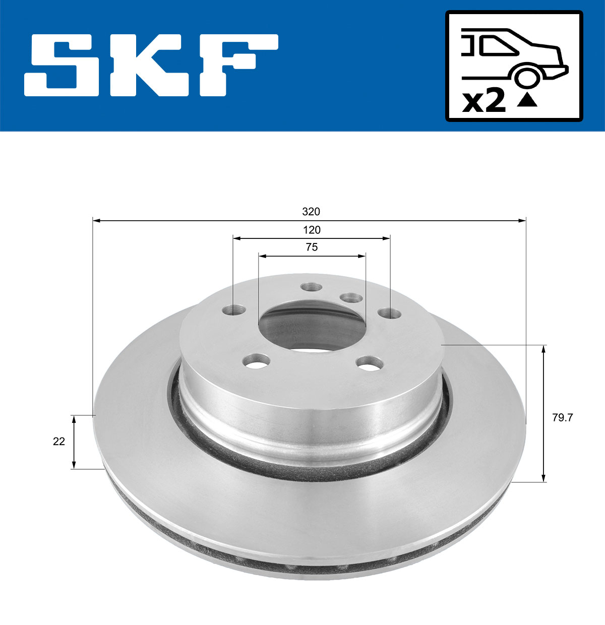 SKF Bremseskive vkbd90415v2 320mm 22mm for MERCEDES-BENZ BMW