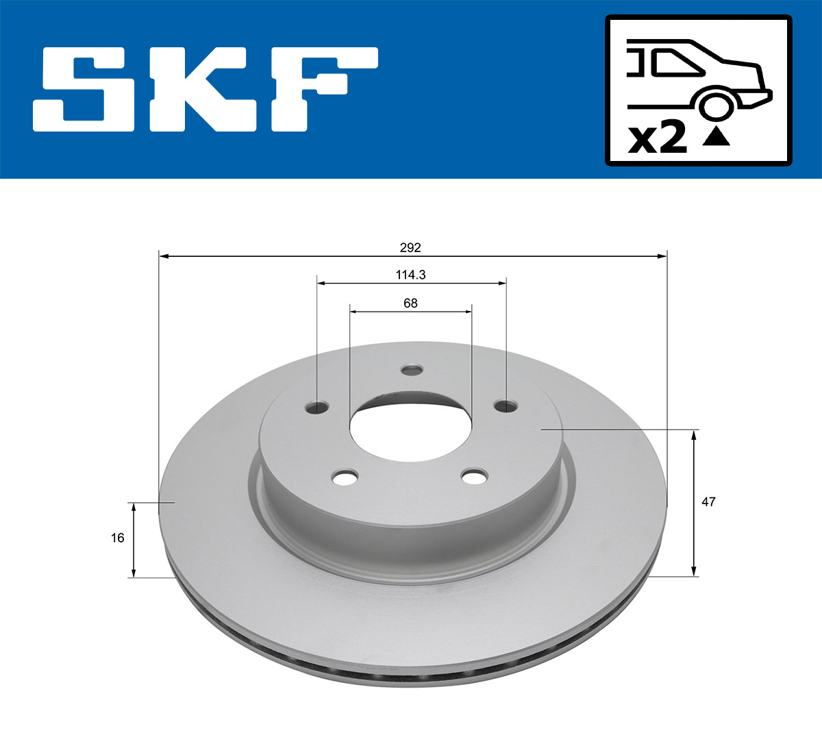 SKF Bremseskive vkbd90424v2 292mm 16mm for RENAULT