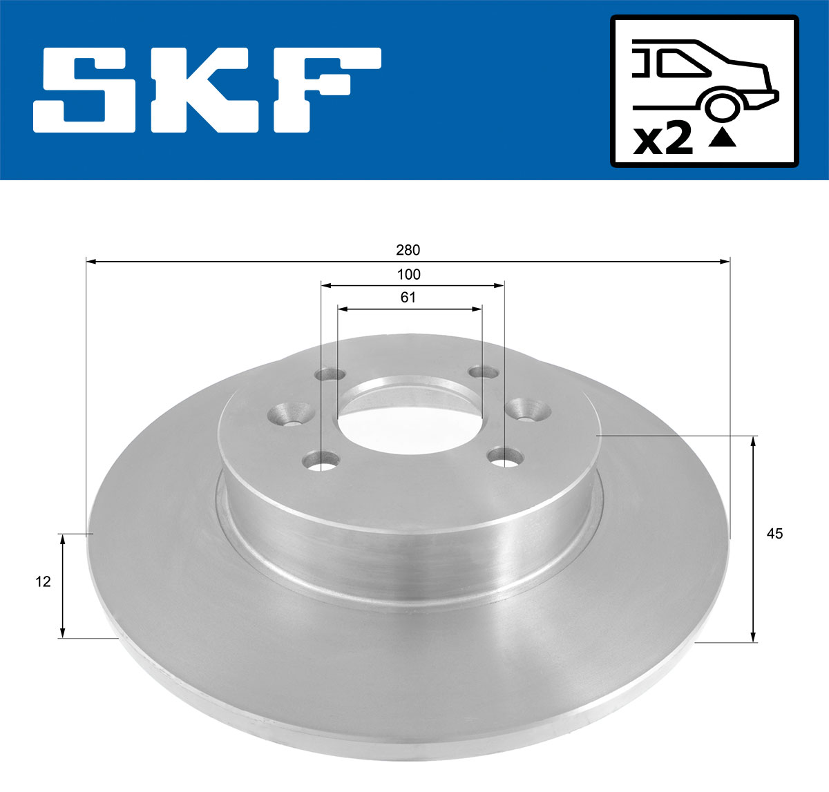 SKF Bremseskive vkbd90439s2 280mm 12mm for RENAULT