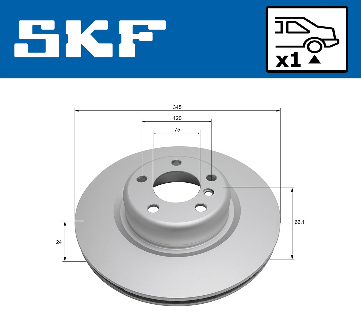 SKF Bremseskive vkbd90446v1 345mm 24mm for BMW