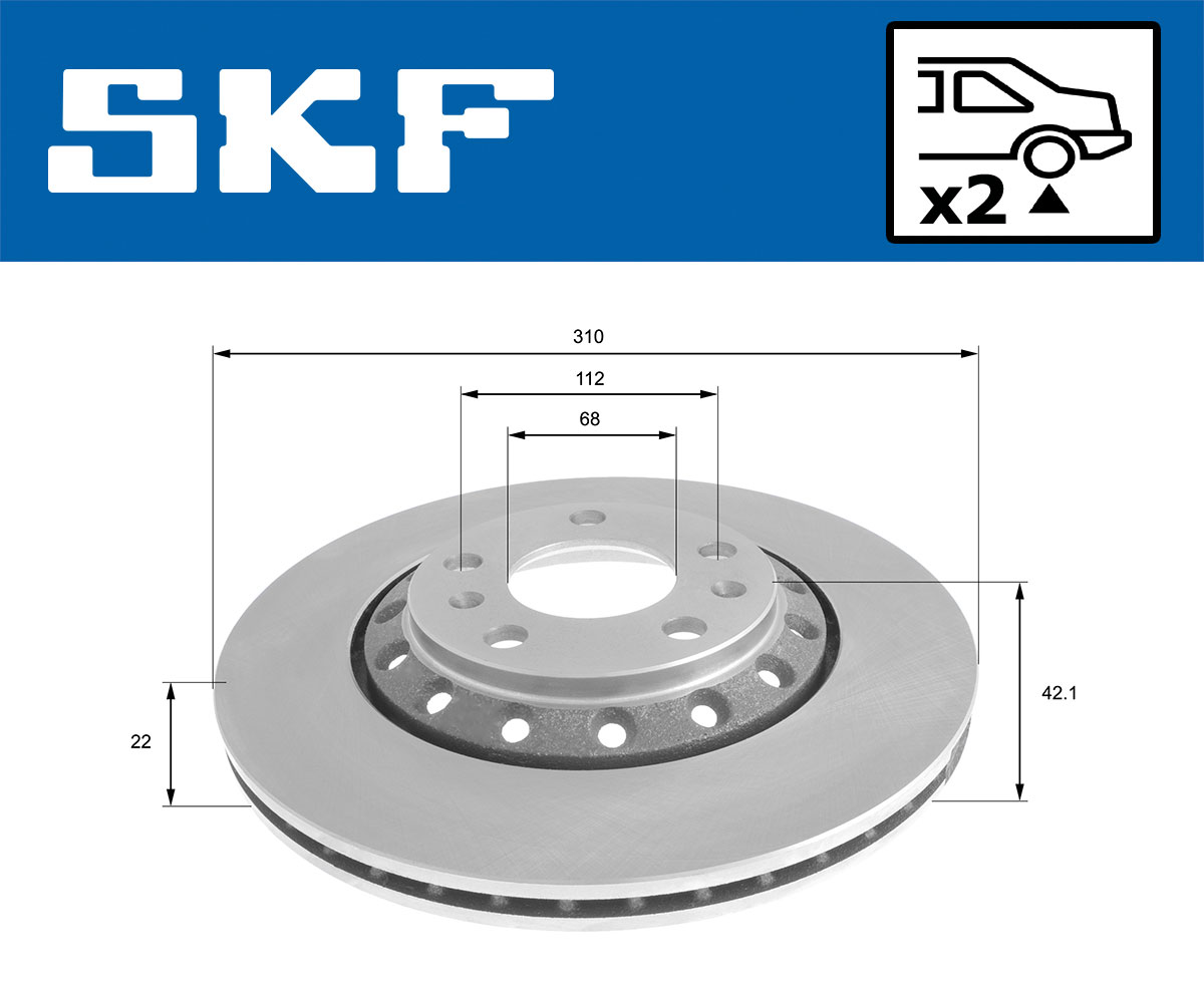 SKF Bremseskive vkbd90486v2 310mm 22mm for AUDI VW