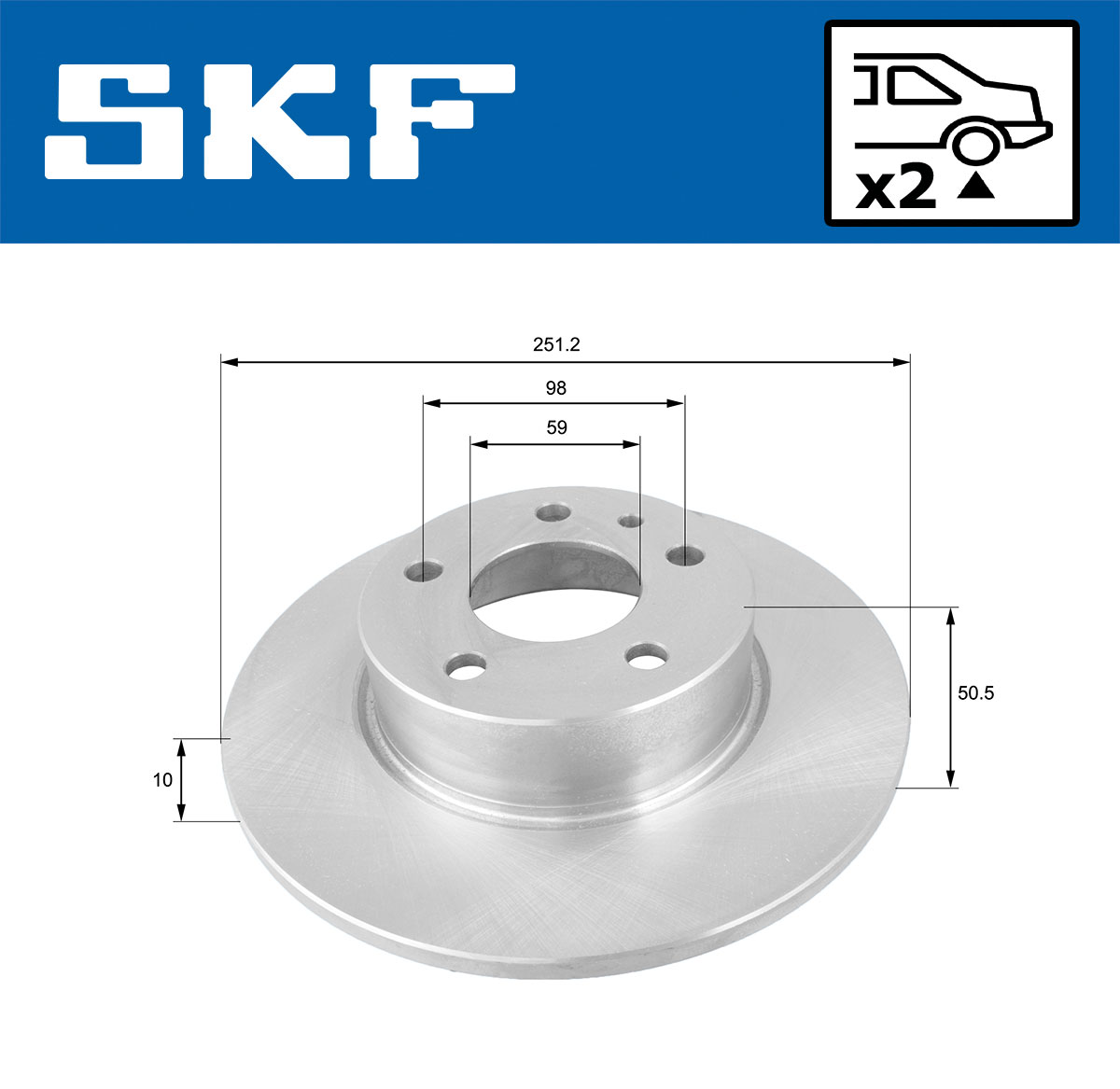 SKF Bremseskive vkbd90501s2 252mm 10mm for LANCIA ALFA ROMEO FIAT