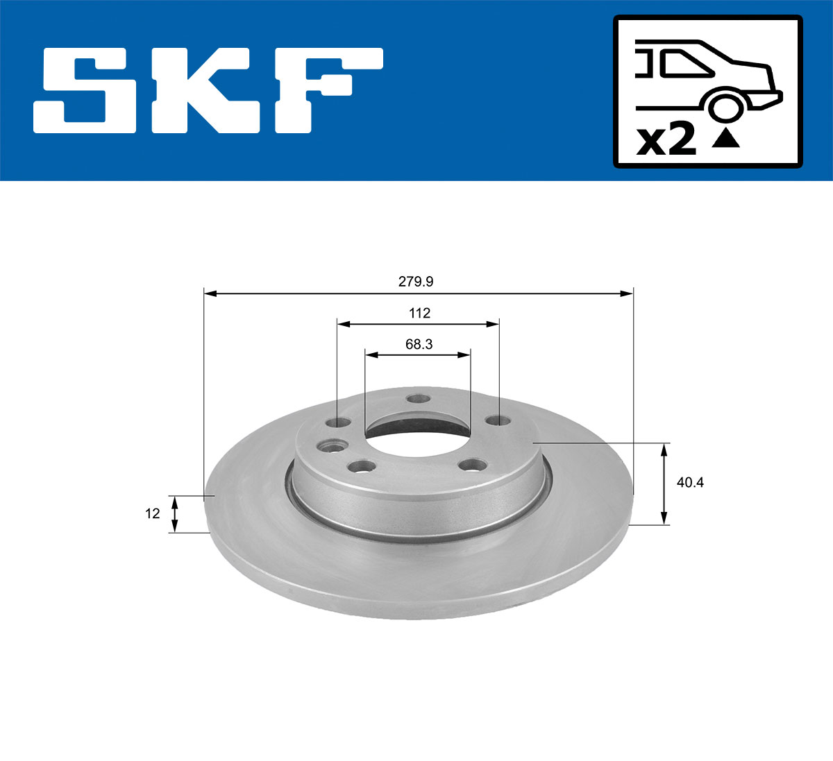 SKF Bremseskive vkbd90503s2 280mm 12mm for VW