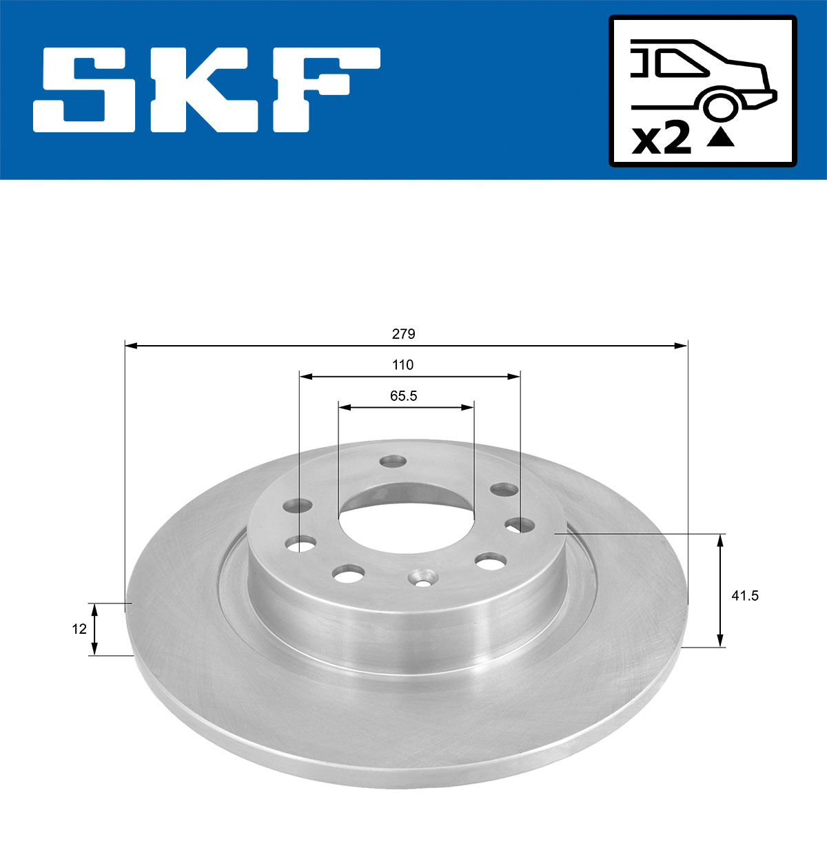 SKF Bremseskive vkbd90509s2 278mm 12mm for GENERAL MOTORS SAAB FIAT VAUXHALL CADILLAC OPEL