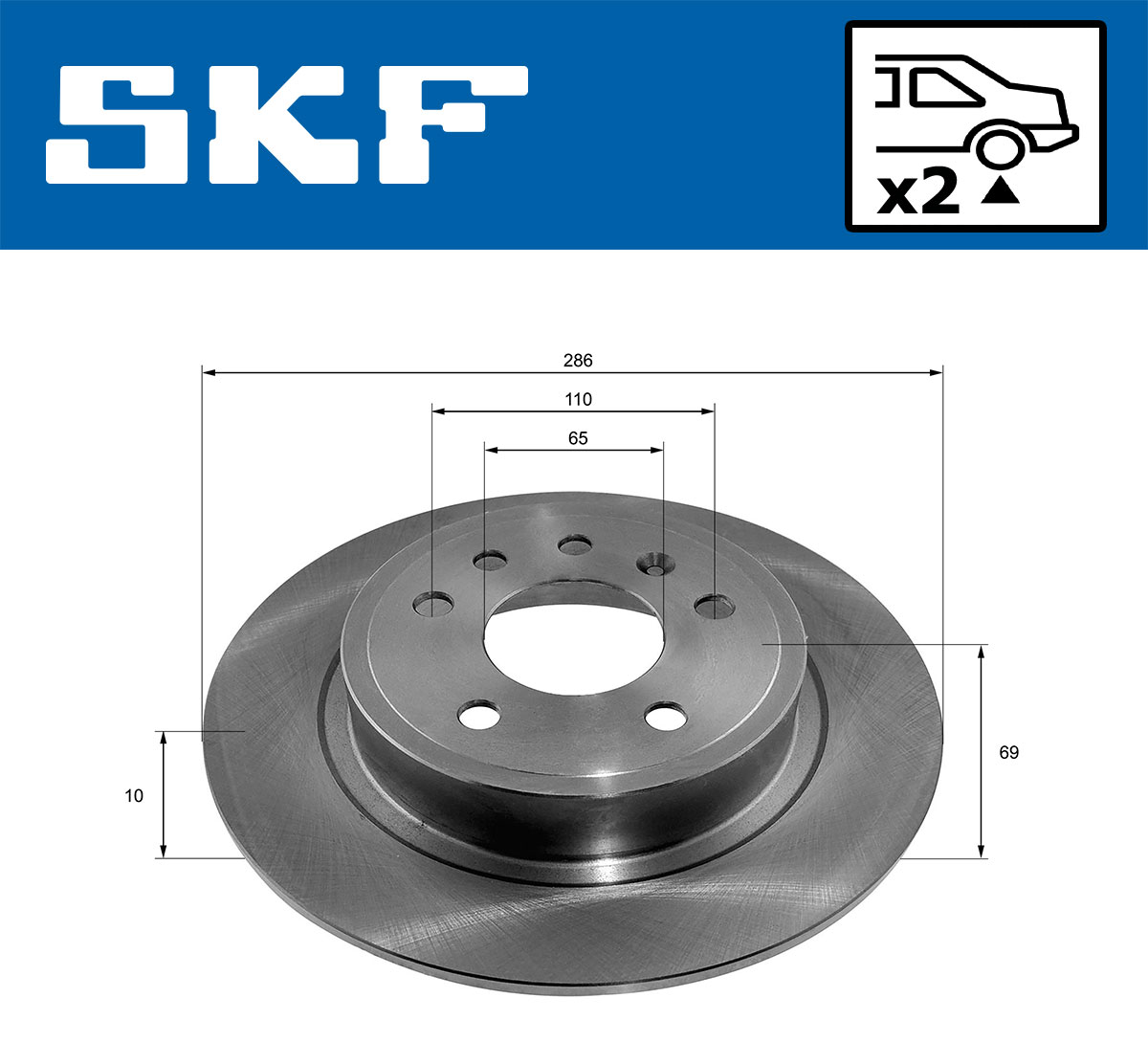SKF Bremseskive vkbd90525s2 286mm 10mm for SAAB