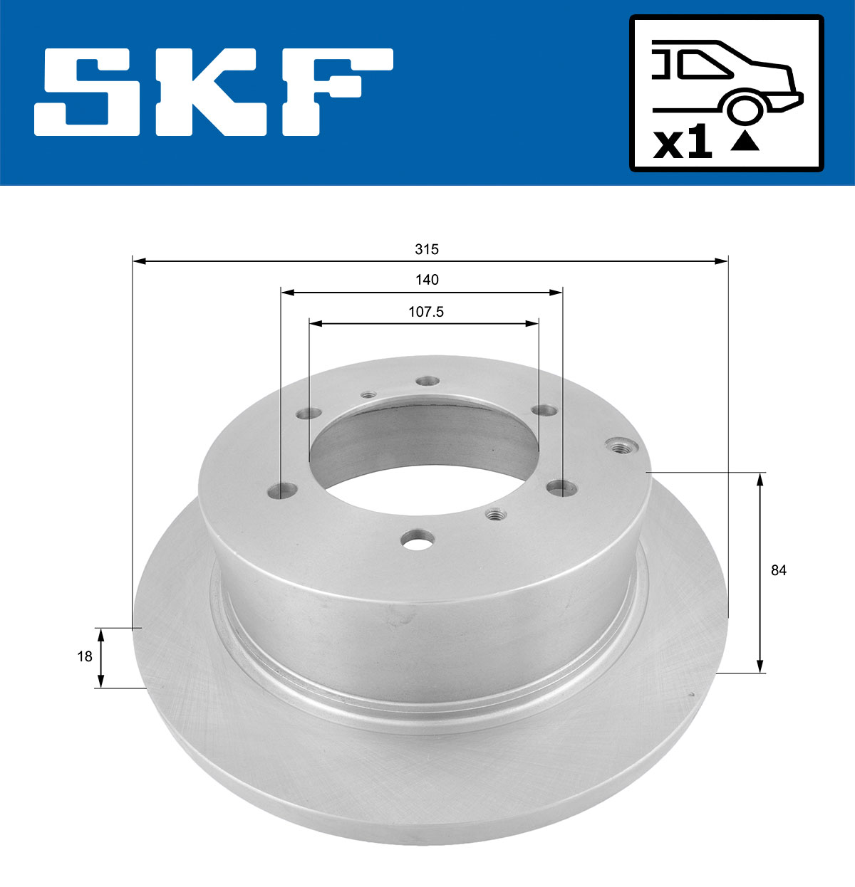 SKF Bremseskive vkbd90533s1 315mm 18mm for MITSUBISHI