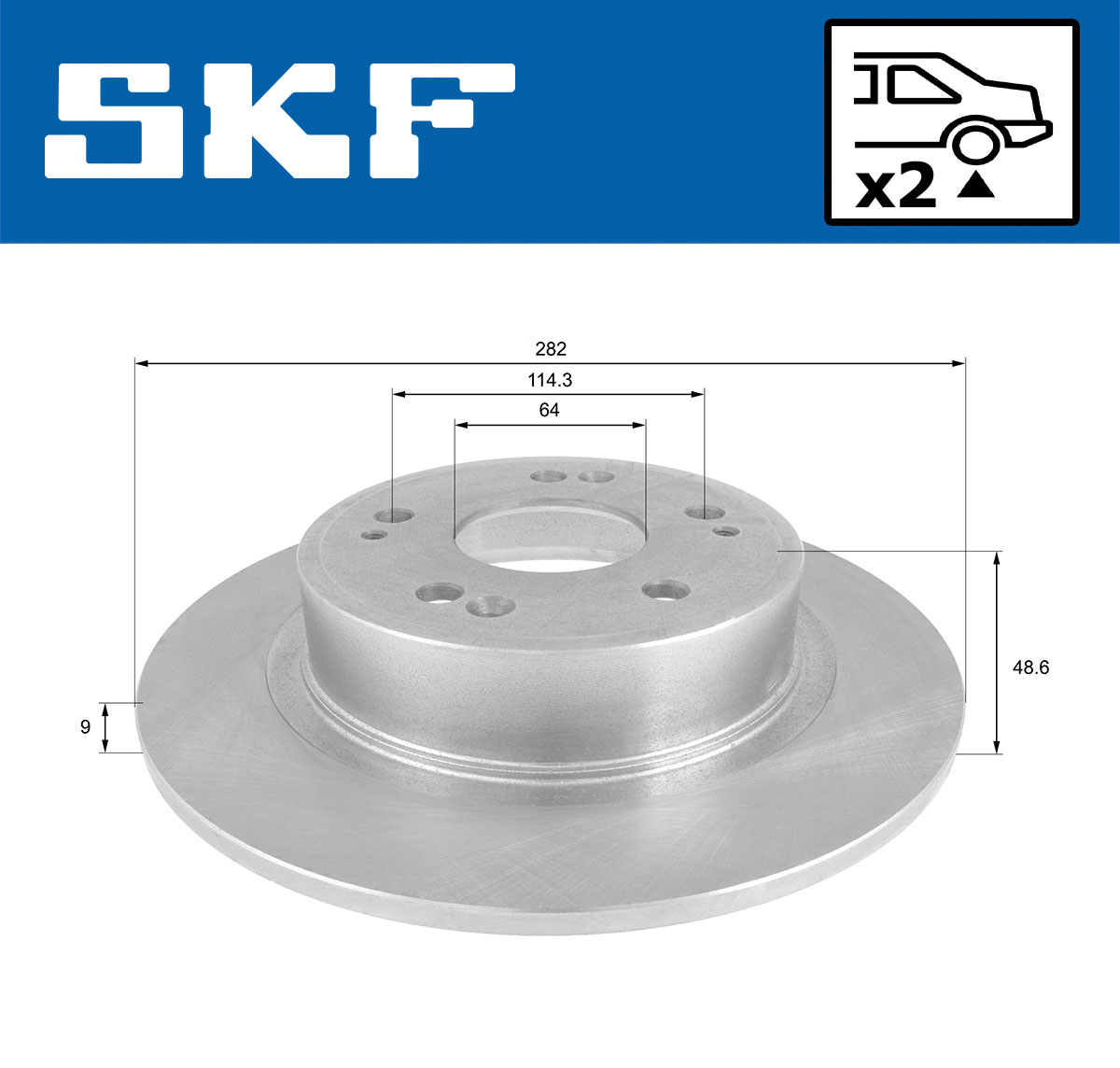 SKF Bremseskive vkbd90540s2 282mm 9mm for HONDA ACURA