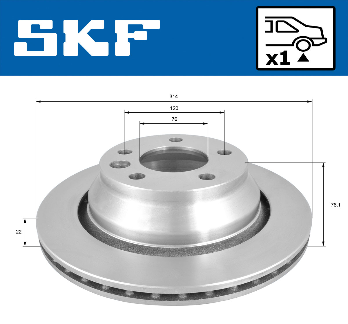 SKF Bremseskive vkbd90539v1 314mm 22mm for VW