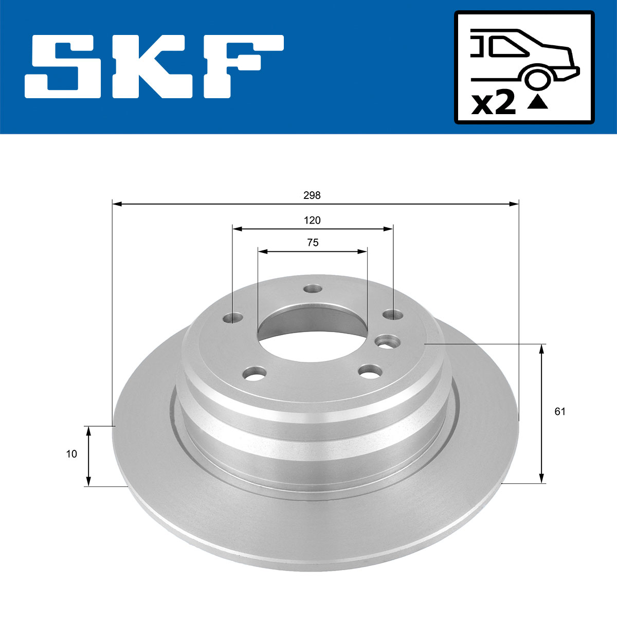 SKF Bremseskive vkbd90543s2 298mm 10mm for BMW