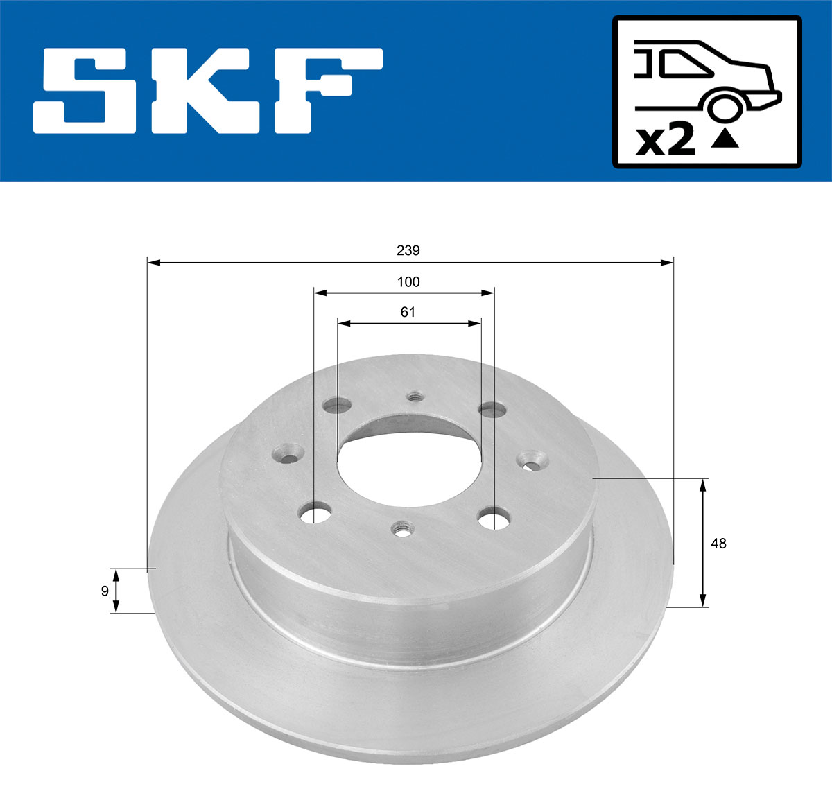 SKF Bremseskive vkbd90567s2 239mm 9mm for HONDA ACURA