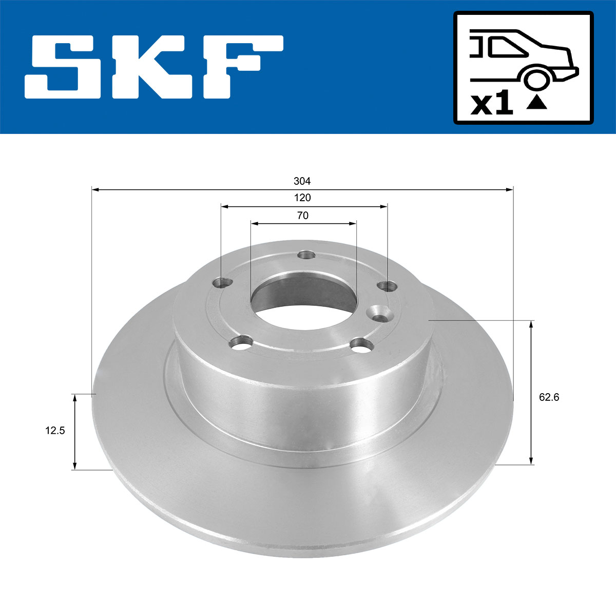 SKF Bremseskive vkbd90654s1 304mm 13mm for LAND ROVER