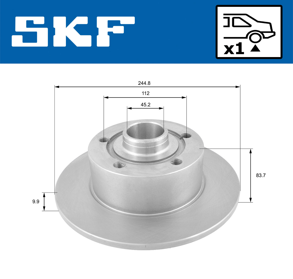 SKF Bremseskive vkbd90682s1 245mm 10mm for AUDI