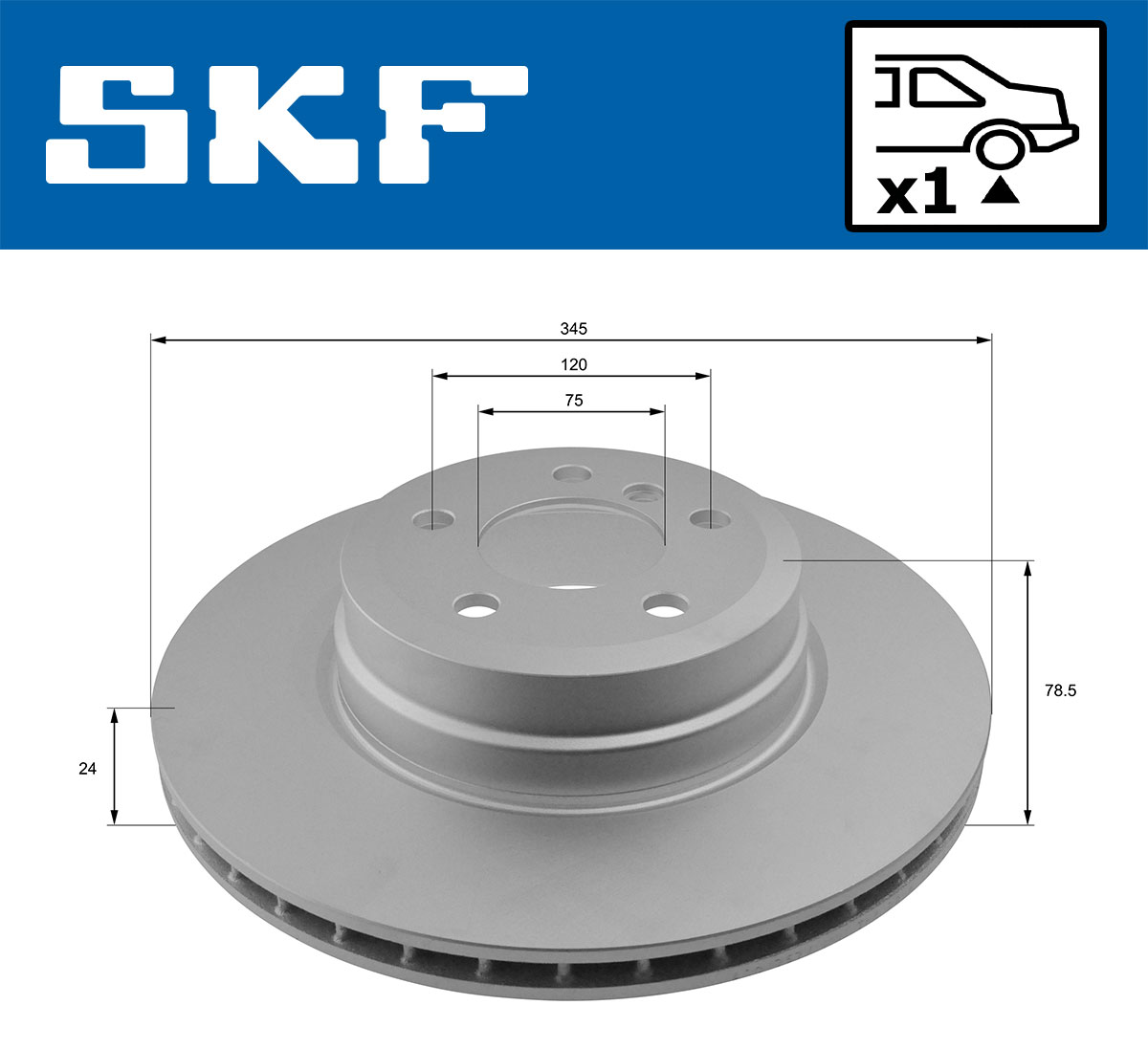 SKF Bremseskive vkbd90715v1 345mm 24mm for BMW