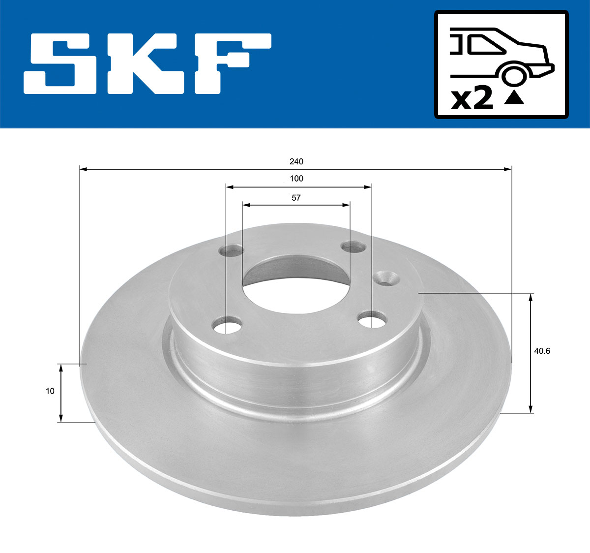 SKF Bremseskive vkbd90720s2 240mm 10mm for GENERAL MOTORS VAUXHALL