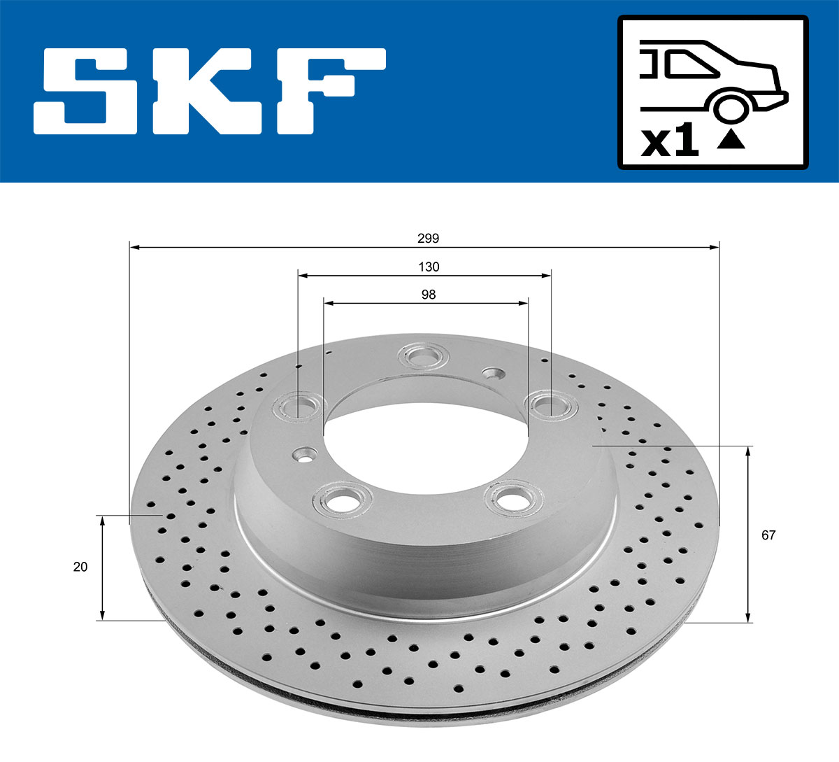 SKF Bremseskive vkbd90746v1 299mm 20mm for PORSCHE